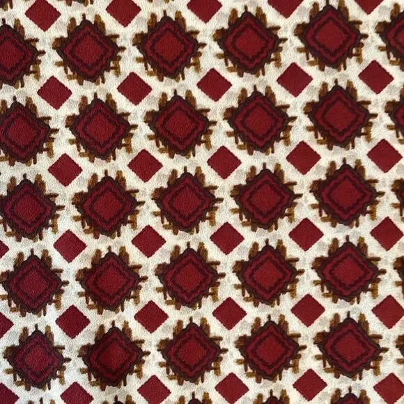 Roz & Ali Womens Blouse Large Geometric Diamond Red Cream 3/4 Length Sleeve - Picture 3 of 9